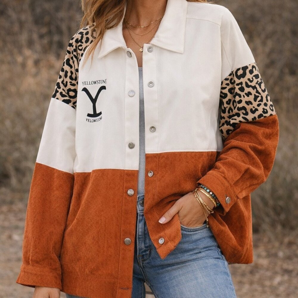 Yellowstone Leopard Print Corduroy Shacket Jacket XL | Western Ranch Style